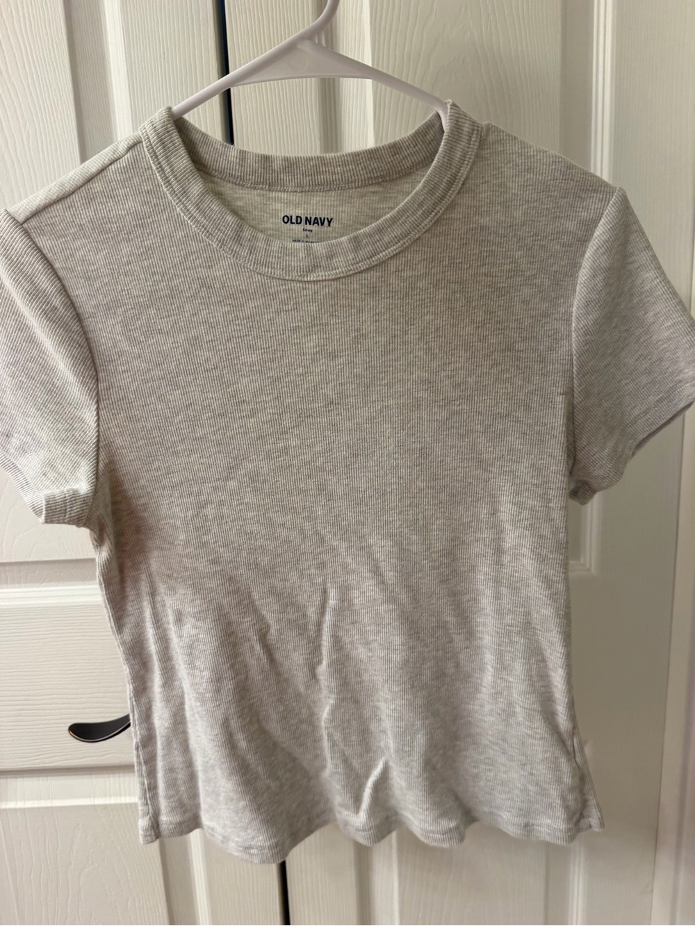 Old Navy Light Heather Gray Short Sleeve Ribbed Tee Snug Fit